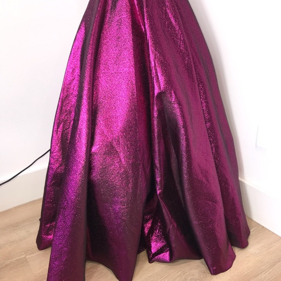 Mac Duggal off shoulder raspberry gown prom - Picture 9 of 15